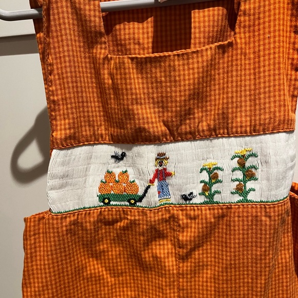 EUC smocked giraffe long Jon Jon farm pumpkin patch smock boys 3T - Picture 5 of 5
